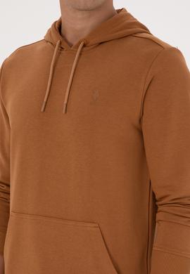 Erkek Regular Fit Kapüşonlu Camel Basic Sweatshirt - 50313720133