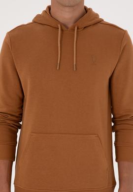 Erkek Regular Fit Kapüşonlu Camel Basic Sweatshirt - 50313720133