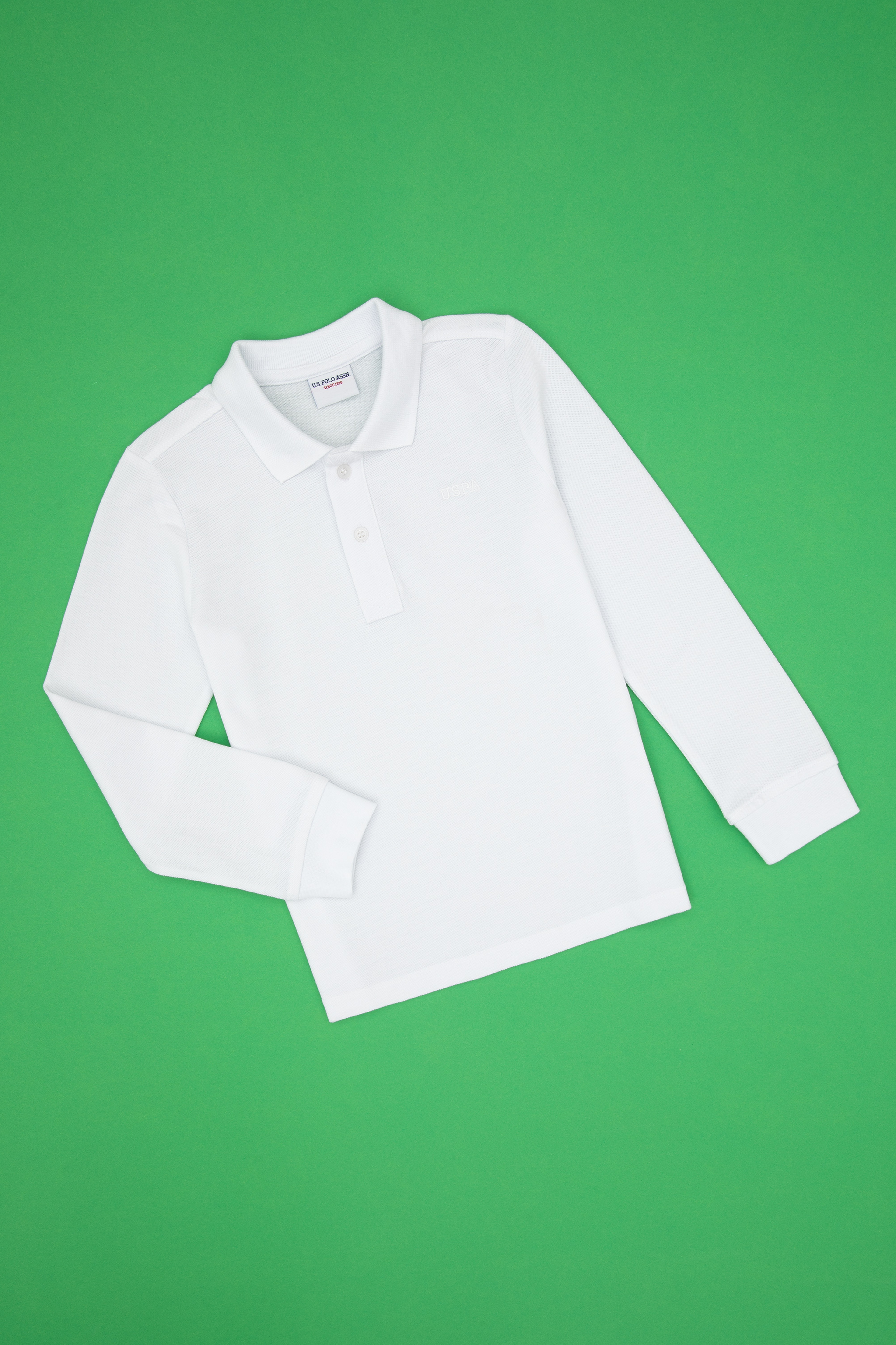 Erkek Çocuk Beyaz Basic Polo Yaka Sweatshirt - Image 5