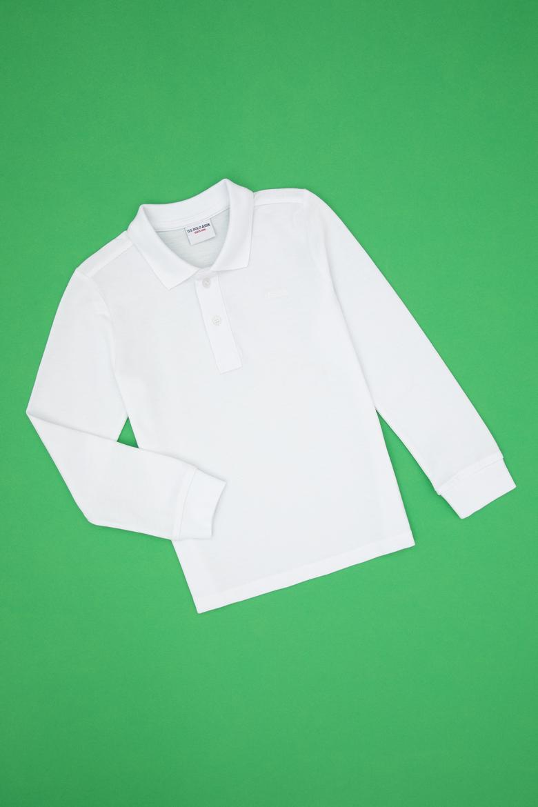 Erkek Çocuk Beyaz Basic Polo Yaka Sweatshirt - 50313790003