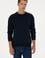 Erkek Comfort Fit Bisiklet Yaka Şardonlu Lacivert Basic Sweatshirt