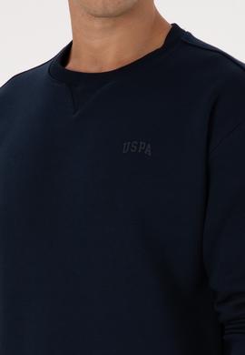 Erkek Comfort Fit Bisiklet Yaka Şardonlu Lacivert Basic Sweatshirt - 50313757029