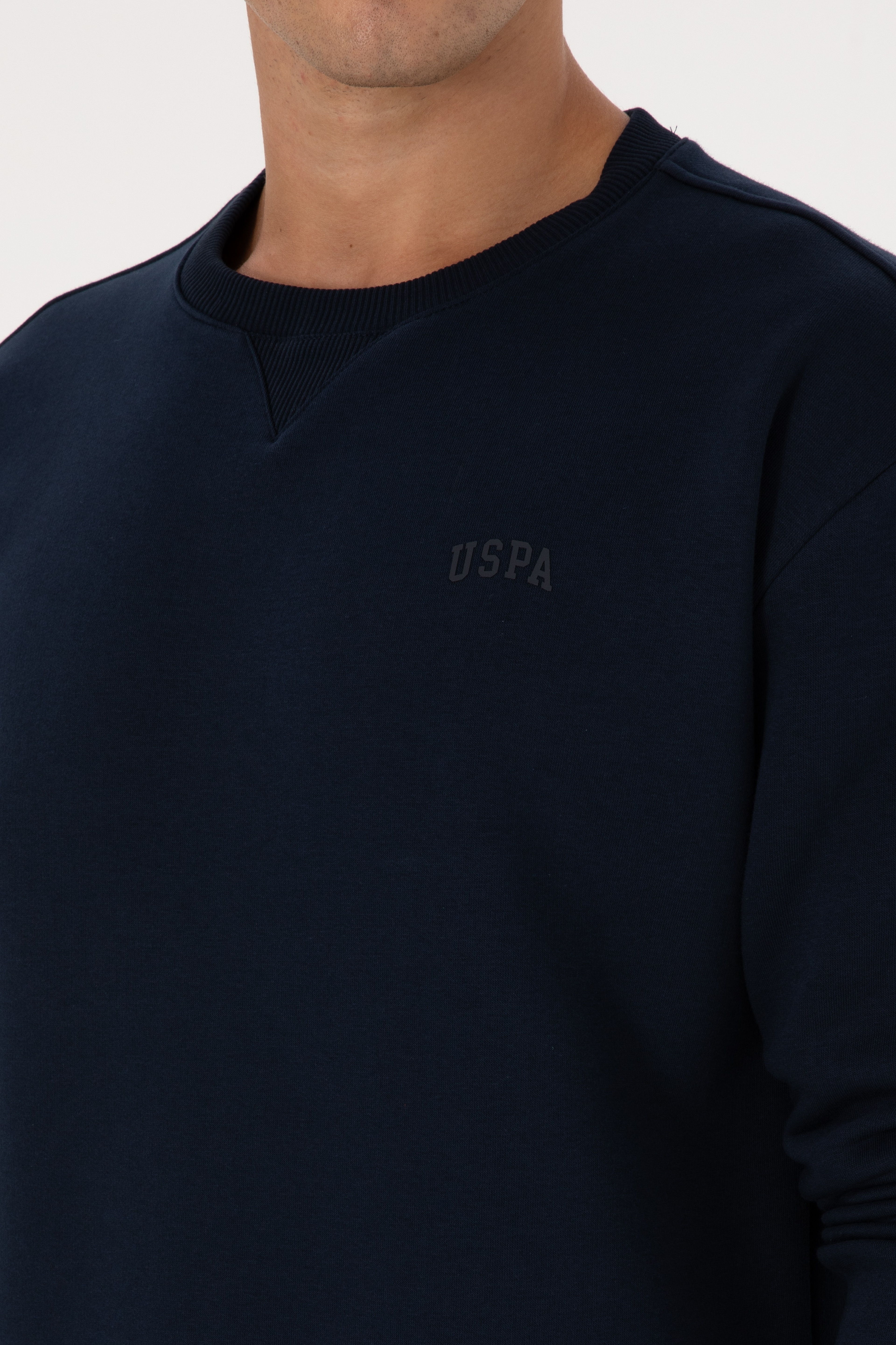 Erkek Comfort Fit Bisiklet Yaka Şardonlu Lacivert Basic Sweatshirt - Image 7
