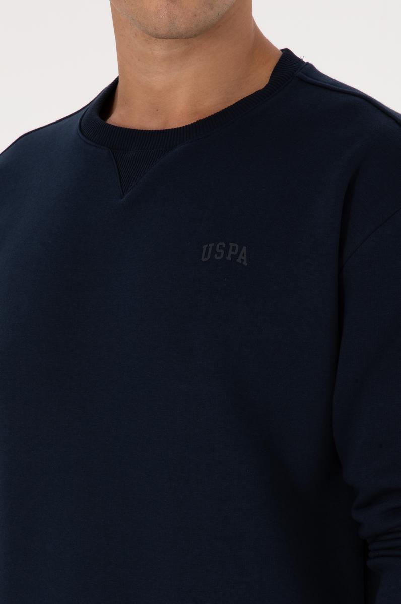 Erkek Comfort Fit Bisiklet Yaka Şardonlu Lacivert Basic Sweatshirt