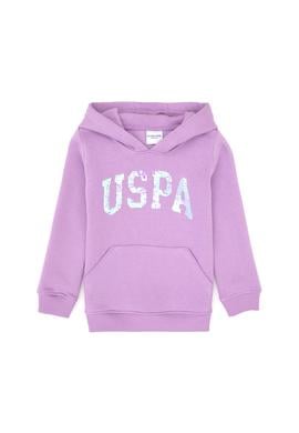 Kız Çocuk Lila Payet İşlemeli Şardonlu Kapüşonlu Basic Sweatshirt - 50314257004