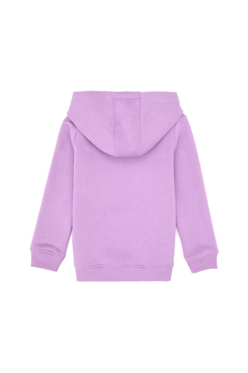 Kız Çocuk Lila Payet İşlemeli Şardonlu Kapüşonlu Basic Sweatshirt