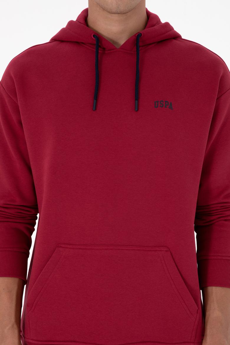 Erkek Oversize Fit Kapüşonlu Şardonlu Koyu Frambuaz Basic Sweatshi - 50313782076