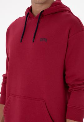 Erkek Oversize Fit Kapüşonlu Şardonlu Koyu Frambuaz Basic Sweatshi - 50313782076