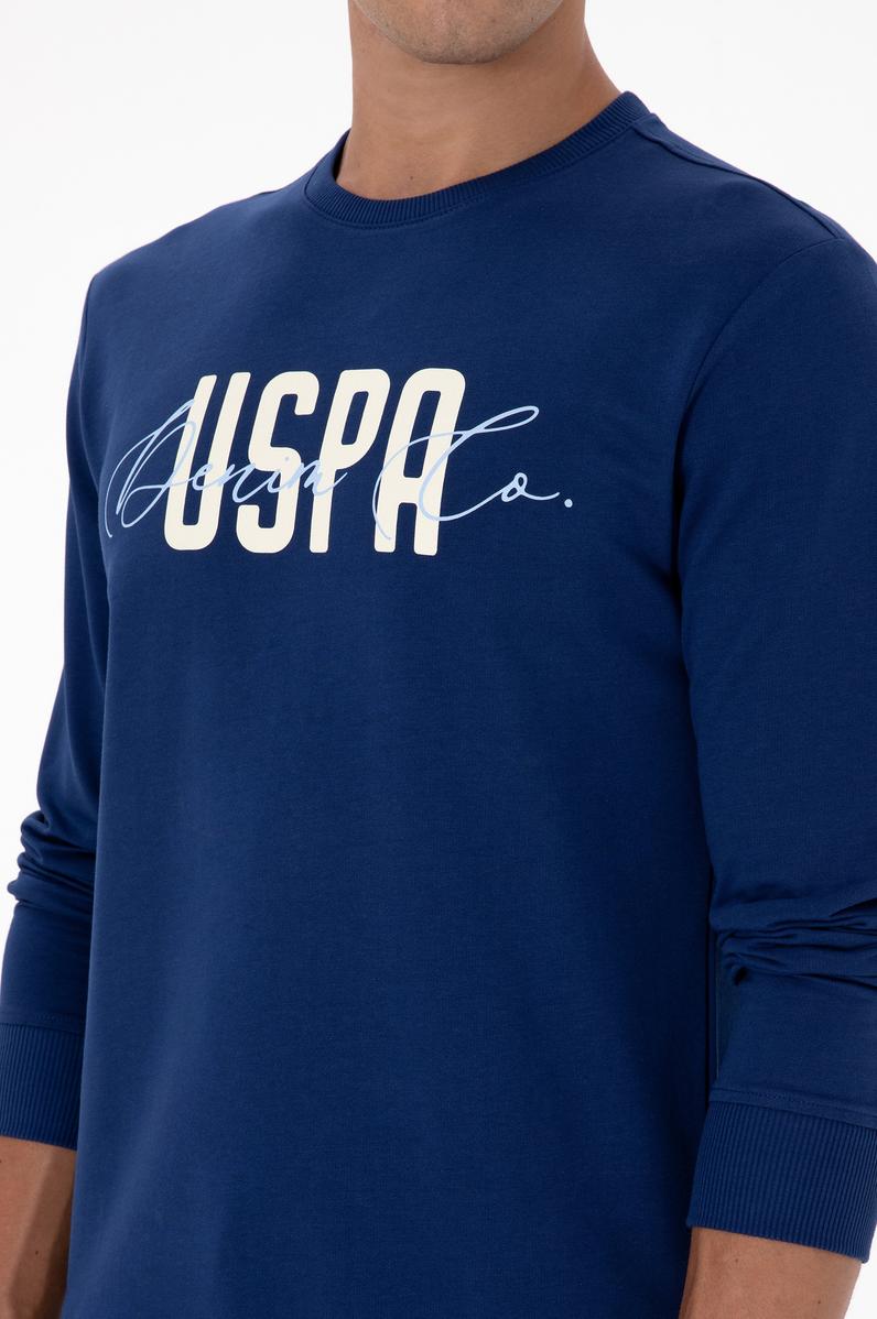 Erkek Regular Fit Bisiklet Yaka İndigo İnce Sweatshirt