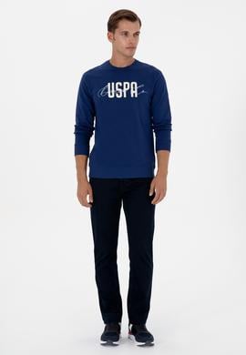 Erkek Regular Fit Bisiklet Yaka İndigo İnce Sweatshirt - 50315570037