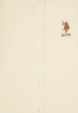 Kız Çocuk Krem Düğmeli Bisiklet Yaka Triko Hırka - 50316292054