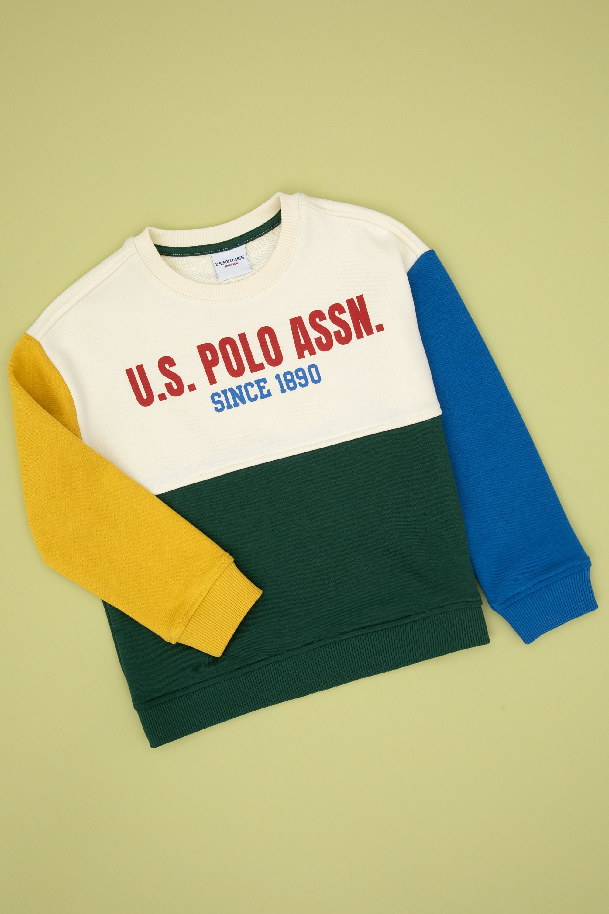 Erkek Çocuk Koyu Yeşil Bisiklet Yaka Sweatshirt - Image 1
