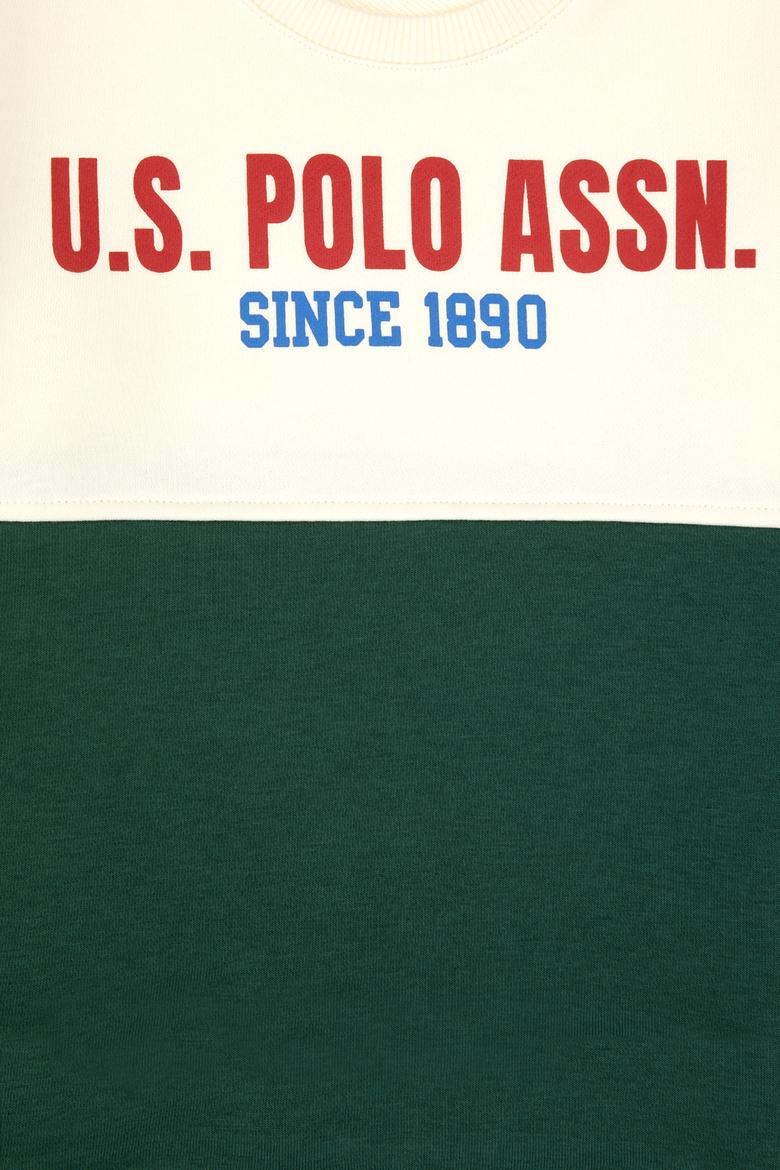 Erkek Çocuk Koyu Yeşil Bisiklet Yaka Sweatshirt - 50316494009