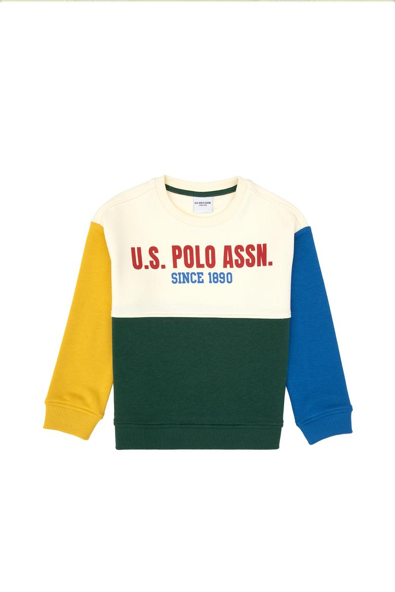 Erkek Çocuk Koyu Yeşil Bisiklet Yaka Sweatshirt - 50316494009