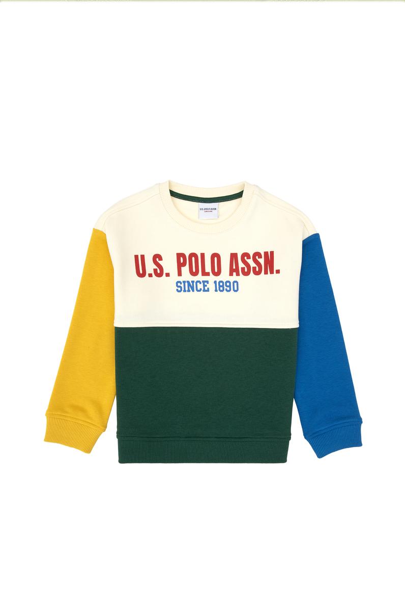 Erkek Çocuk Koyu Yeşil Bisiklet Yaka Sweatshirt