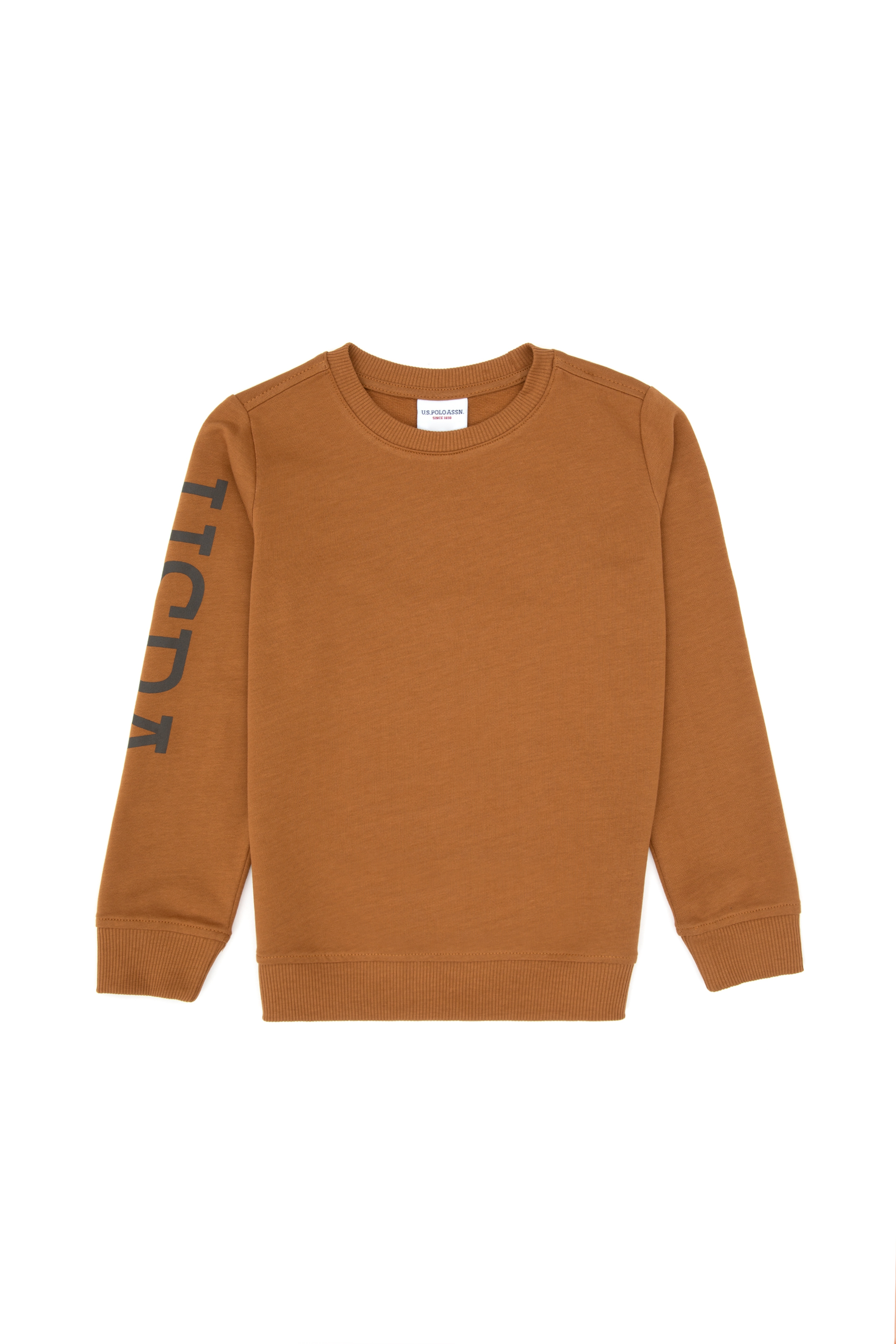 Erkek Çocuk Camel Basic Bisiklet Yaka İnce Sweatshirt
