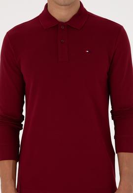 Erkek Regular Fit Polo Yaka Bordo Basic Sweatshirt - 50315941006