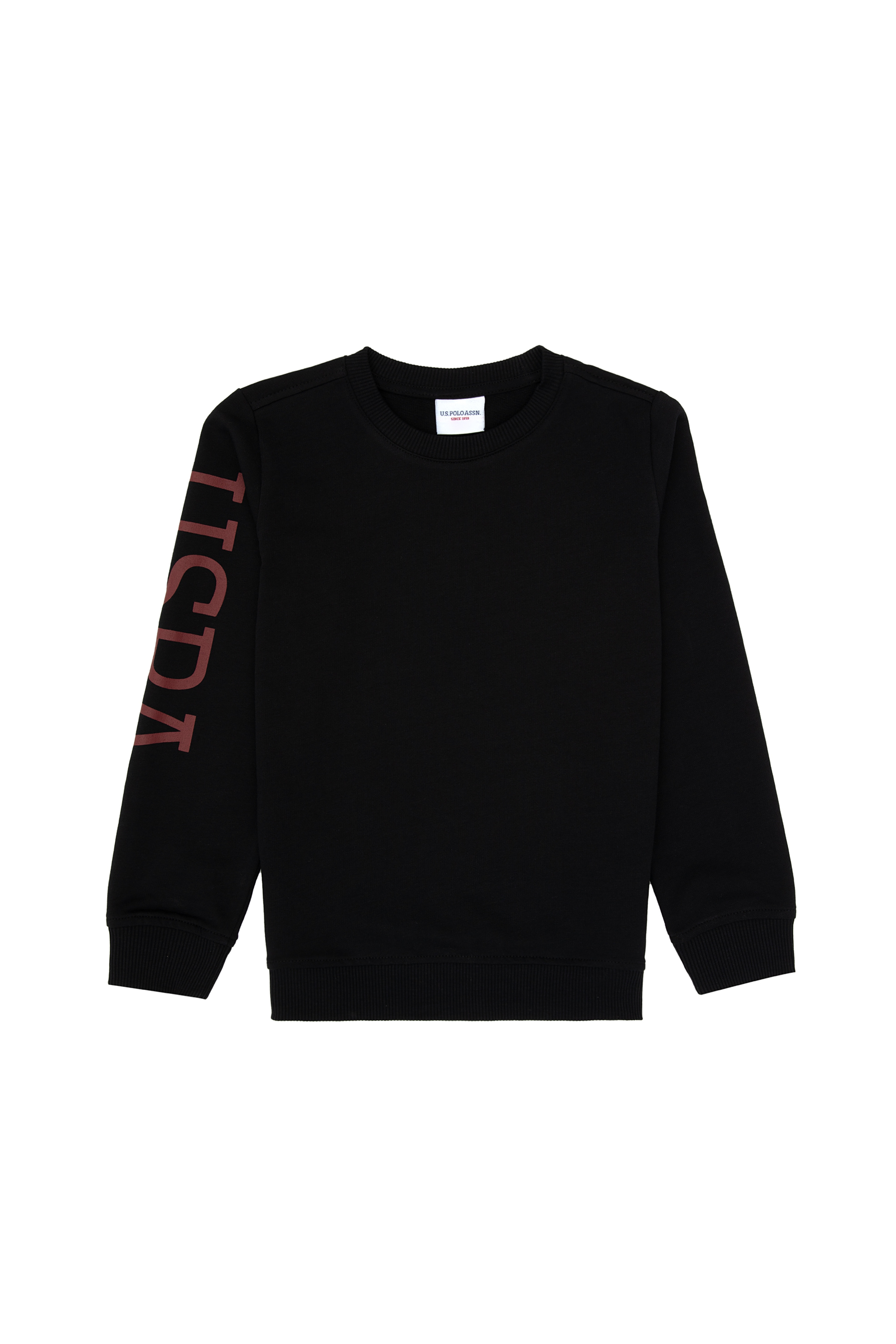 Erkek Çocuk Siyah Basic Bisiklet Yaka Sweatshirt - Image 1