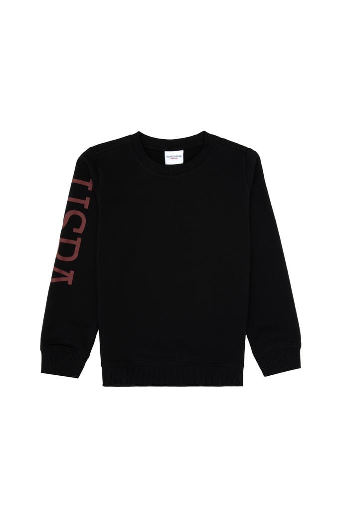 Erkek Çocuk Siyah Basic Bisiklet Yaka Sweatshirt