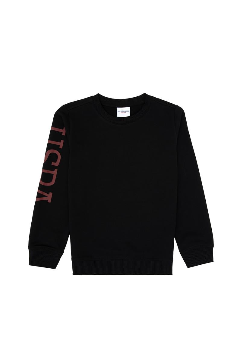 Erkek Çocuk Siyah Basic Bisiklet Yaka Sweatshirt