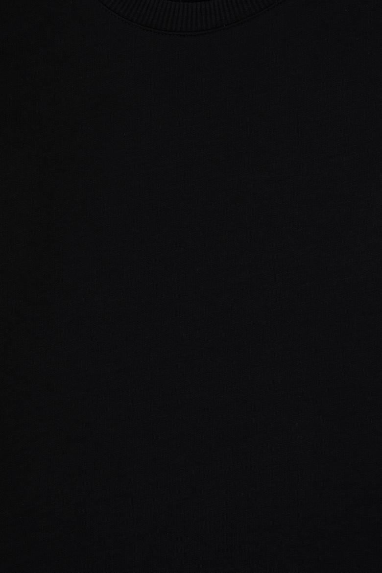 Erkek Çocuk Siyah Basic Bisiklet Yaka Sweatshirt - 50313831022