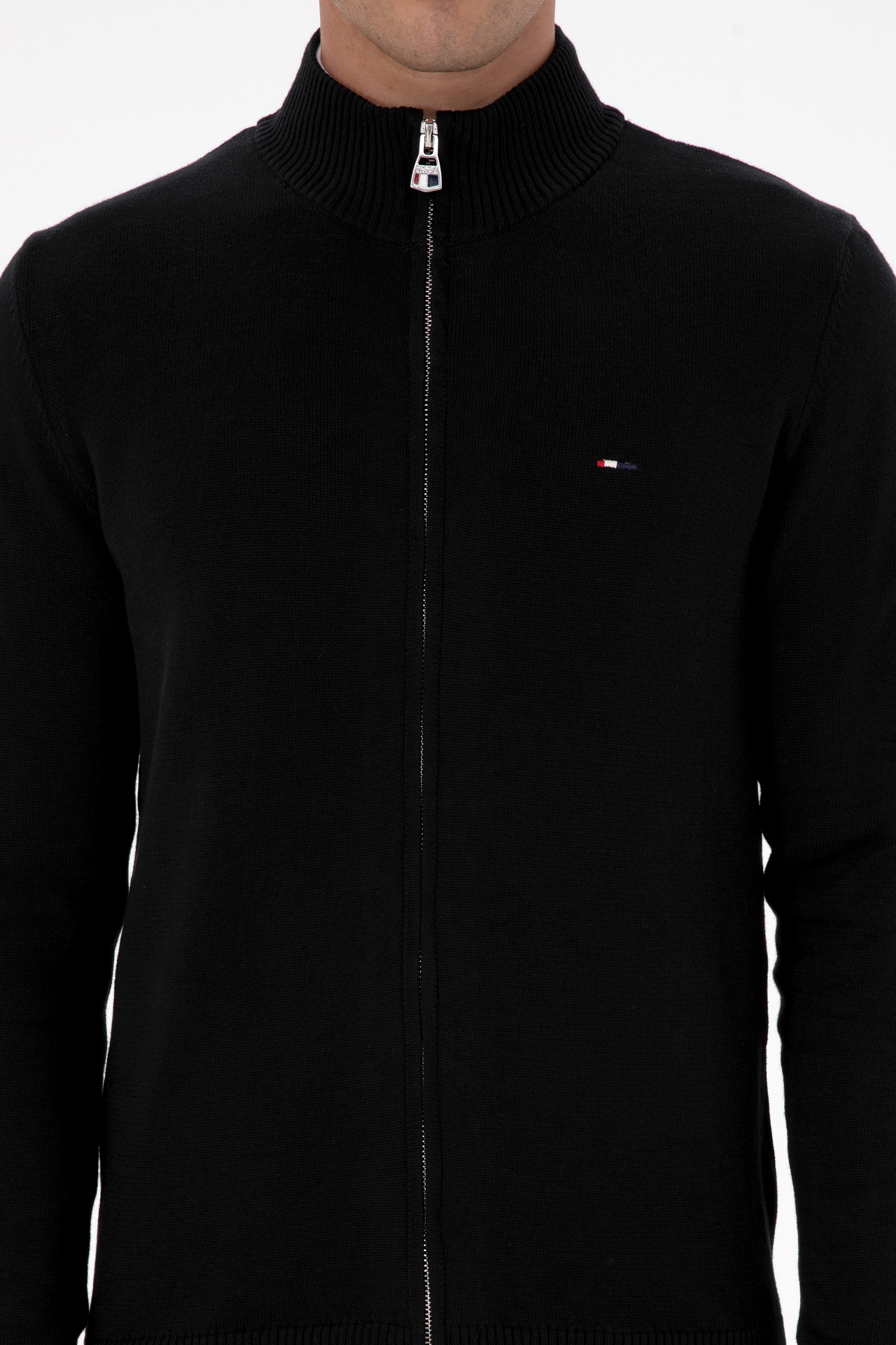 Erkek Slim Fit Siyah Basic Triko Hırka - Image 6