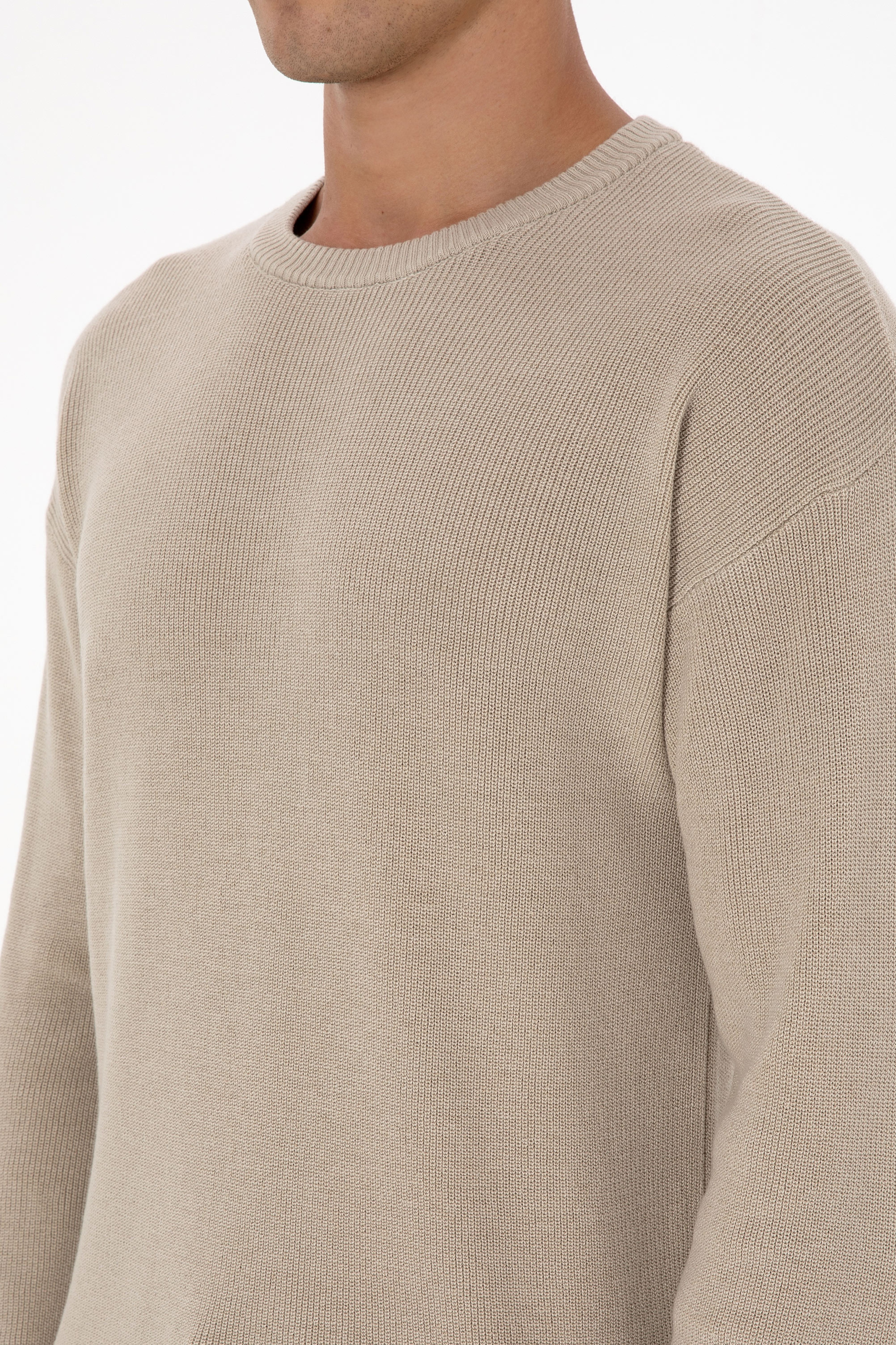 Erkek Comfort Fit Bisiklet Yaka Taş Melanj Basic Kazak