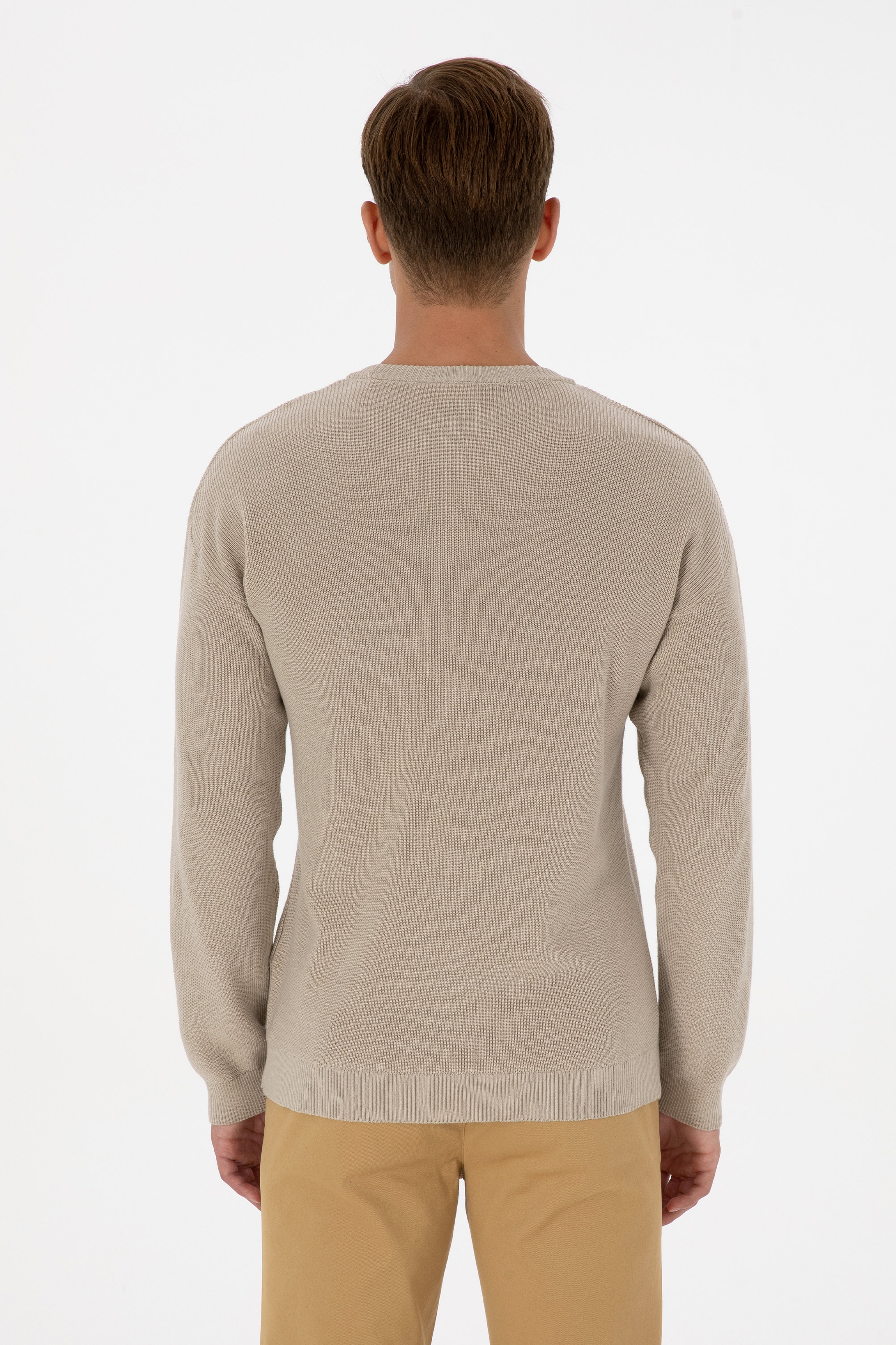 Erkek Comfort Fit Bisiklet Yaka Taş Melanj Basic Kazak - Image 5
