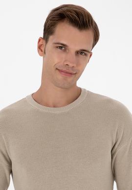 Erkek Comfort Fit Bisiklet Yaka Taş Melanj Basic Kazak - 50313679041