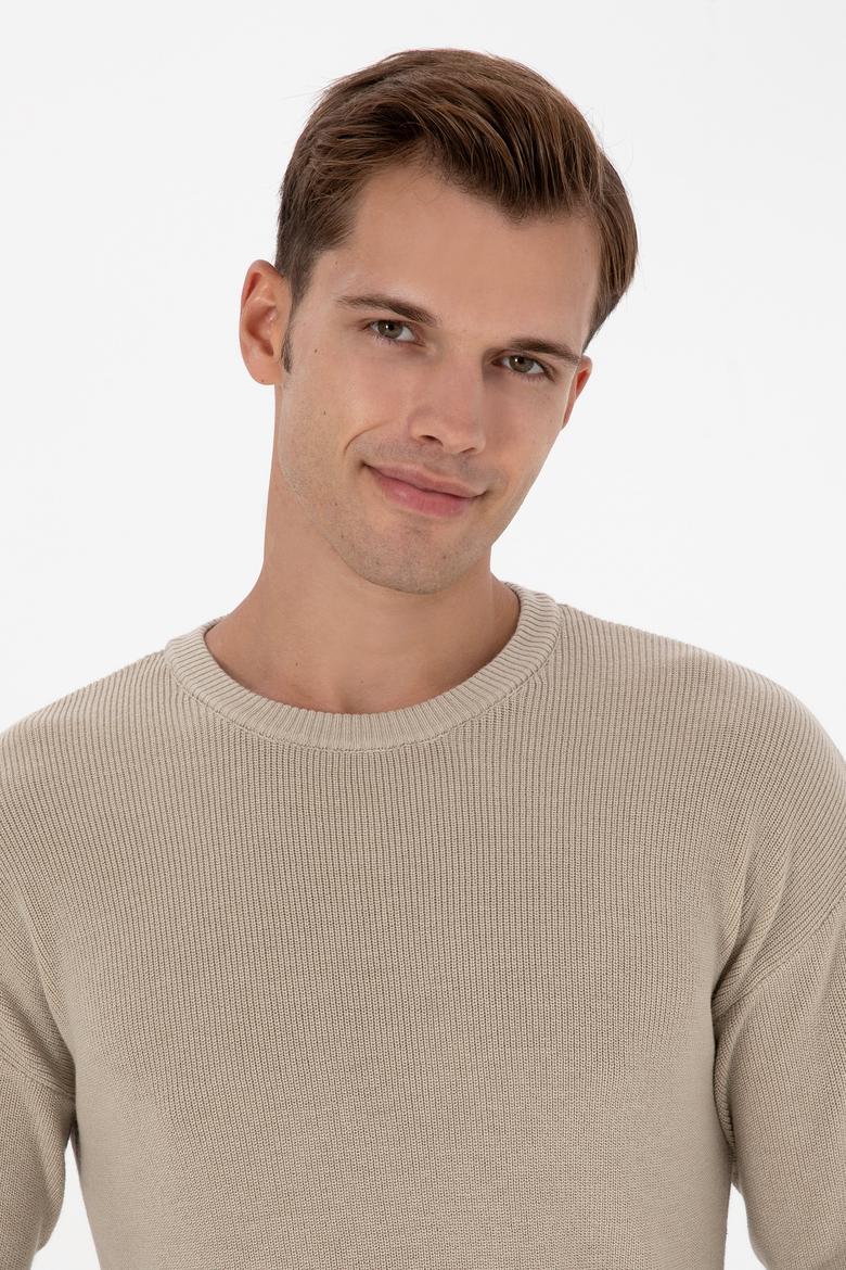 Erkek Comfort Fit Bisiklet Yaka Taş Melanj Basic Kazak - 50313679041