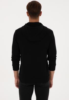 Erkek Regular Fit Kapüşonlu Siyah Basic Sweatshirt - 50313720028