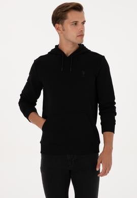 Erkek Regular Fit Kapüşonlu Siyah Basic Sweatshirt - 50313720028