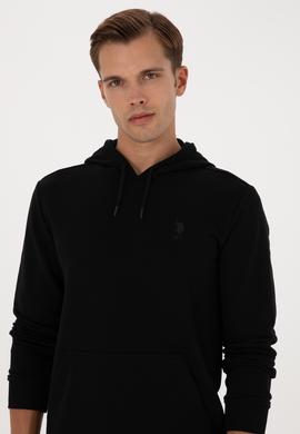 Erkek Regular Fit Kapüşonlu Siyah Basic Sweatshirt - 50313720028
