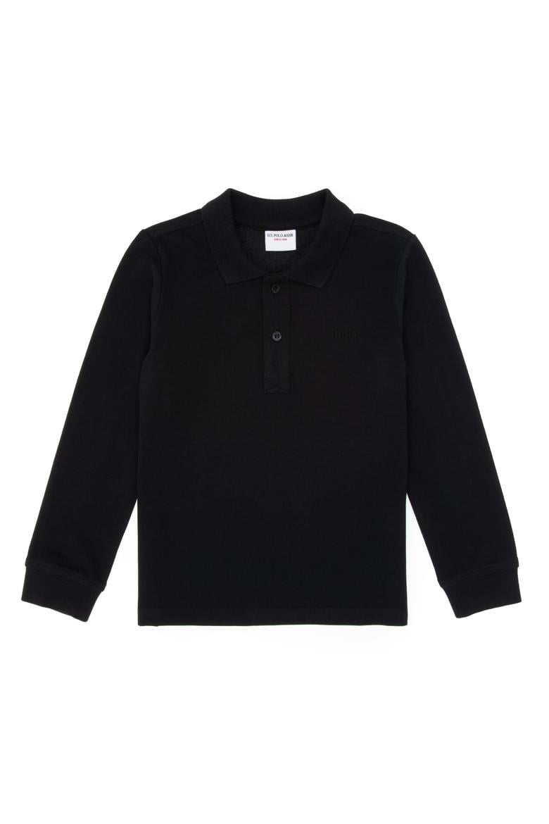 Erkek Çocuk Siyah Basic Polo Yaka Sweatshirt - 50313790031