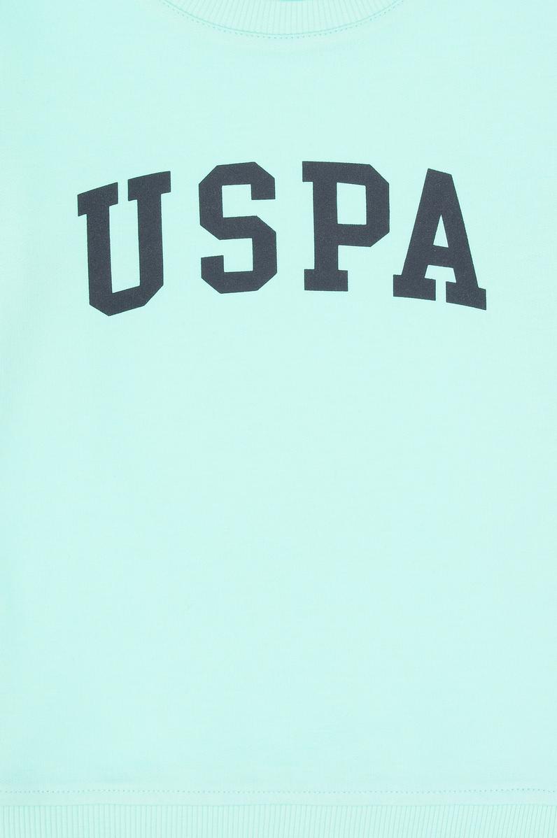 Erkek Çocuk Yeşil Basic Bisiklet Yaka Sweatshirt