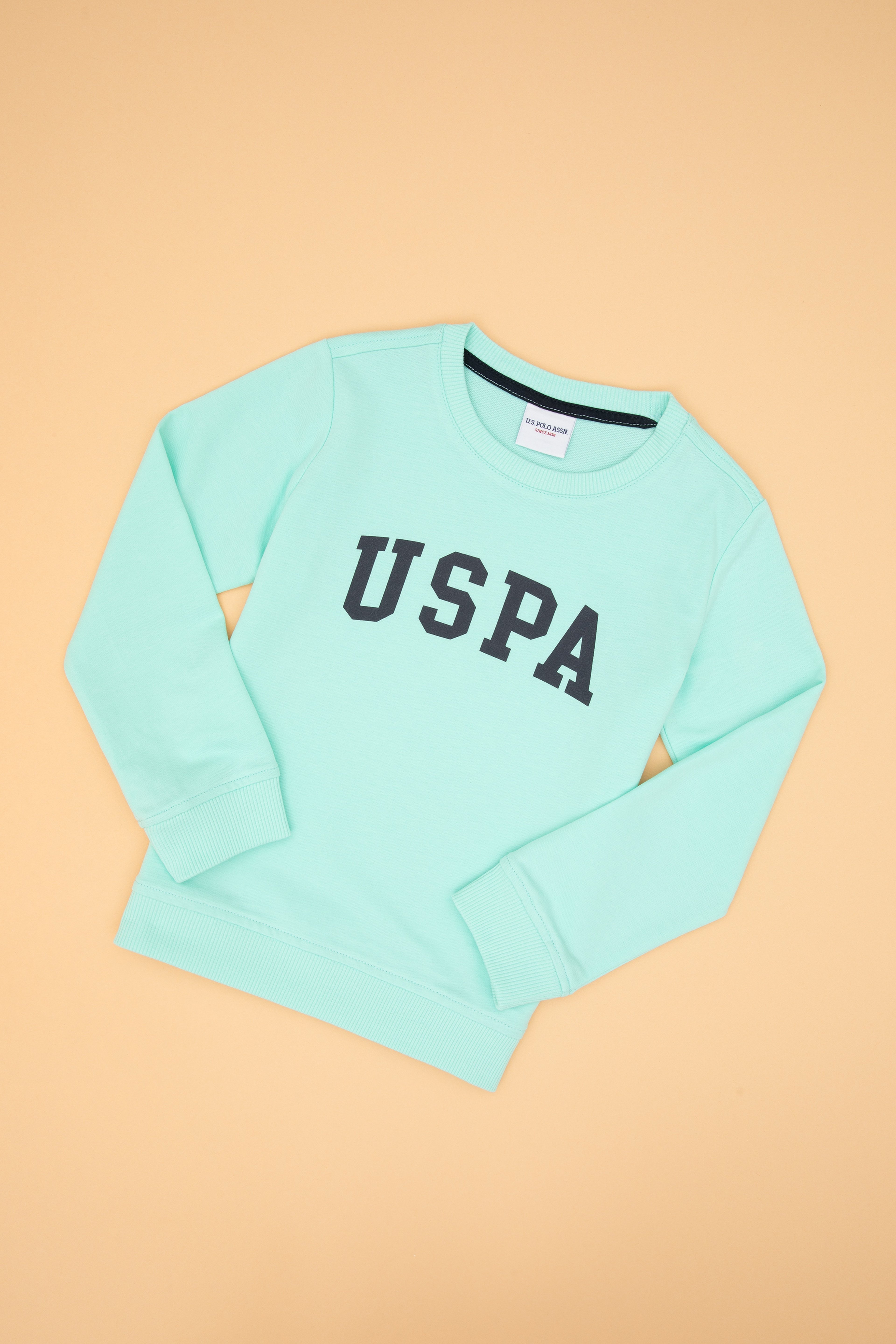 Erkek Çocuk Yeşil Basic Bisiklet Yaka Sweatshirt