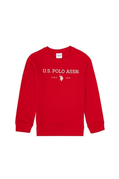 Erkek Çocuk Kırmızı Bisiklet Yaka Sweatshirt