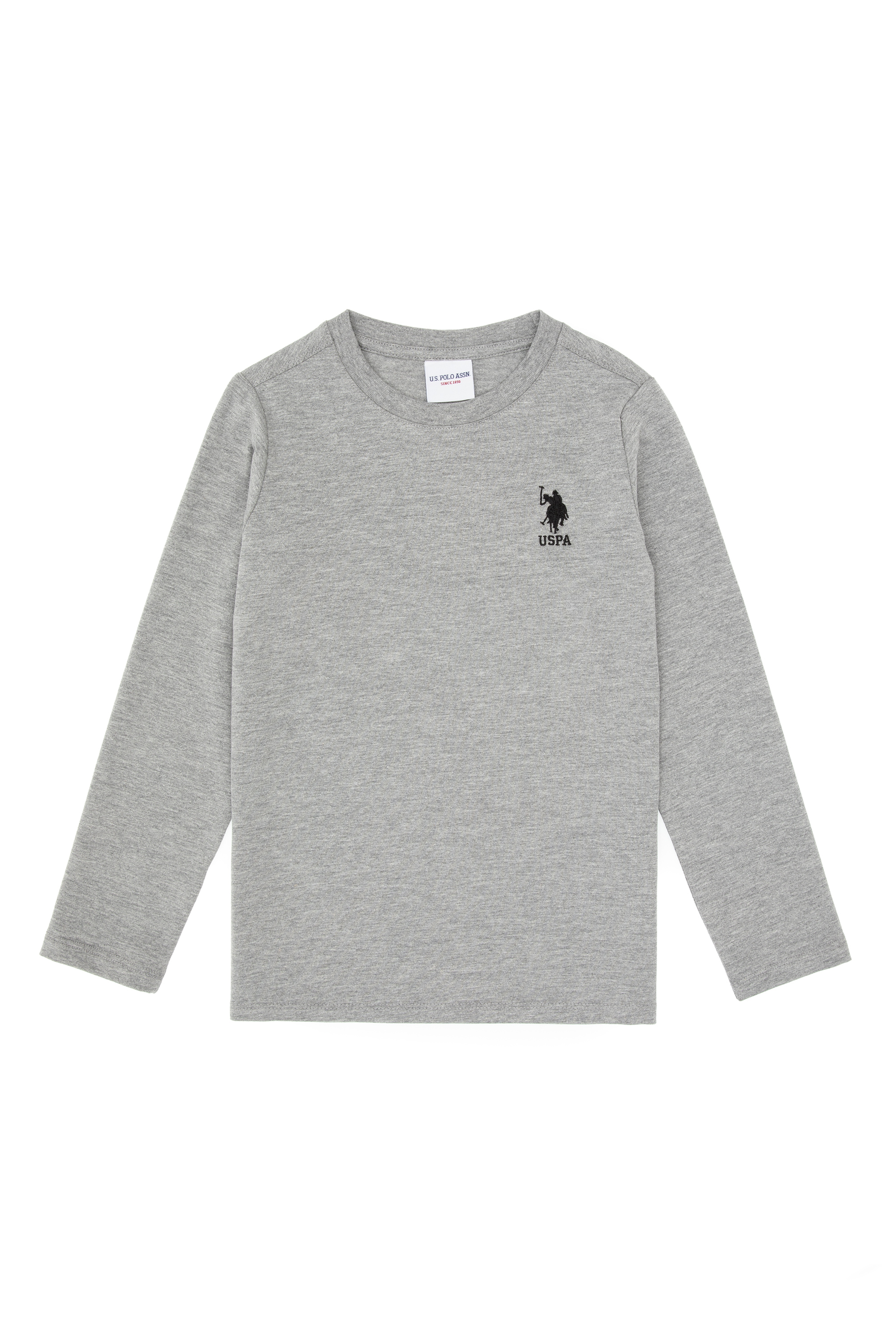 Erkek Çocuk Gri Melanj Basic Bisiklet Yaka Sweatshirt