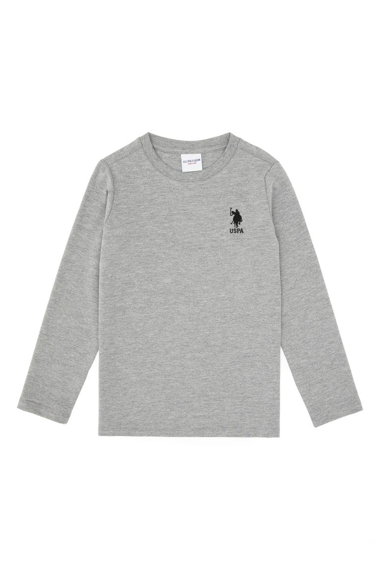 Erkek Çocuk Gri Melanj Basic Bisiklet Yaka Sweatshirt - 50314002085