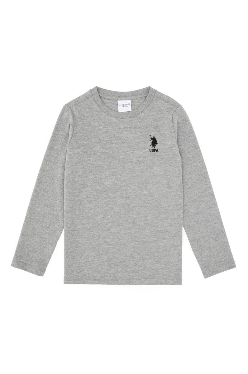 Erkek Çocuk Gri Melanj Basic Bisiklet Yaka Sweatshirt
