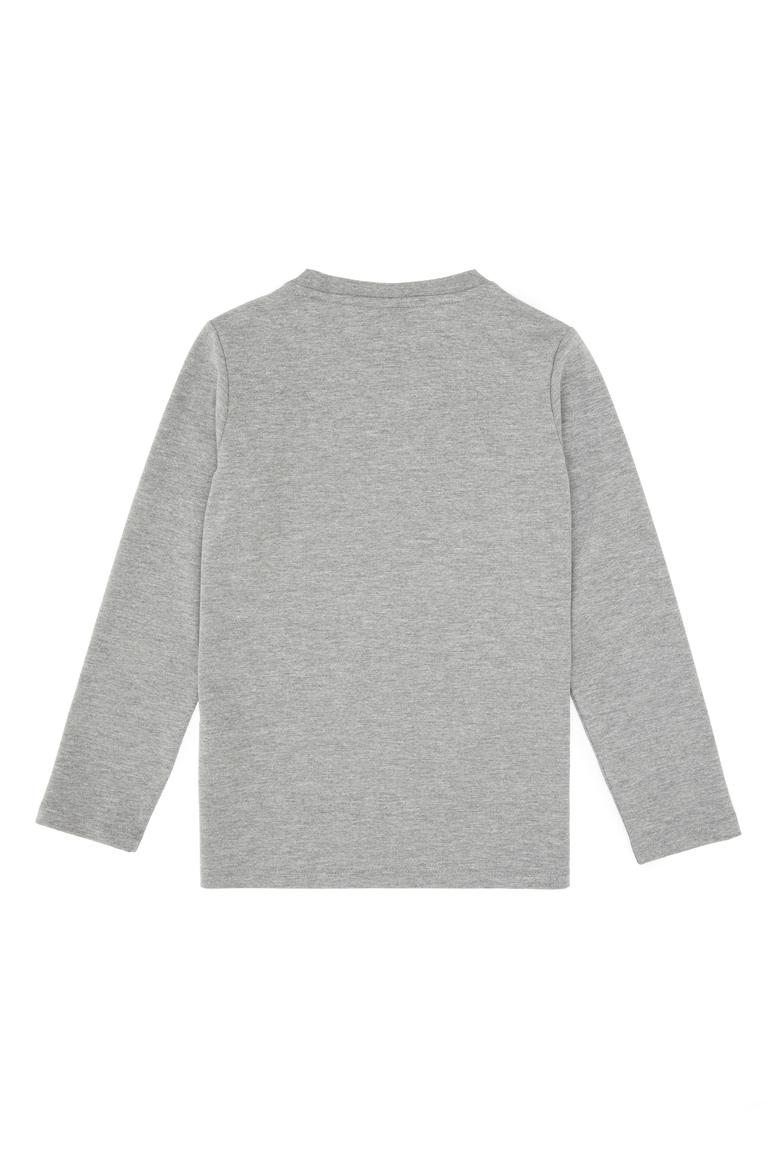 Erkek Çocuk Gri Melanj Basic Bisiklet Yaka Sweatshirt - 50314002085