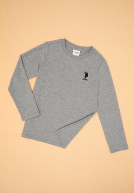 Erkek Çocuk Gri Melanj Basic Bisiklet Yaka Sweatshirt - 50314002085
