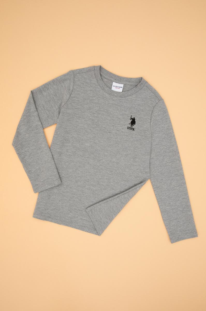 Erkek Çocuk Gri Melanj Basic Bisiklet Yaka Sweatshirt