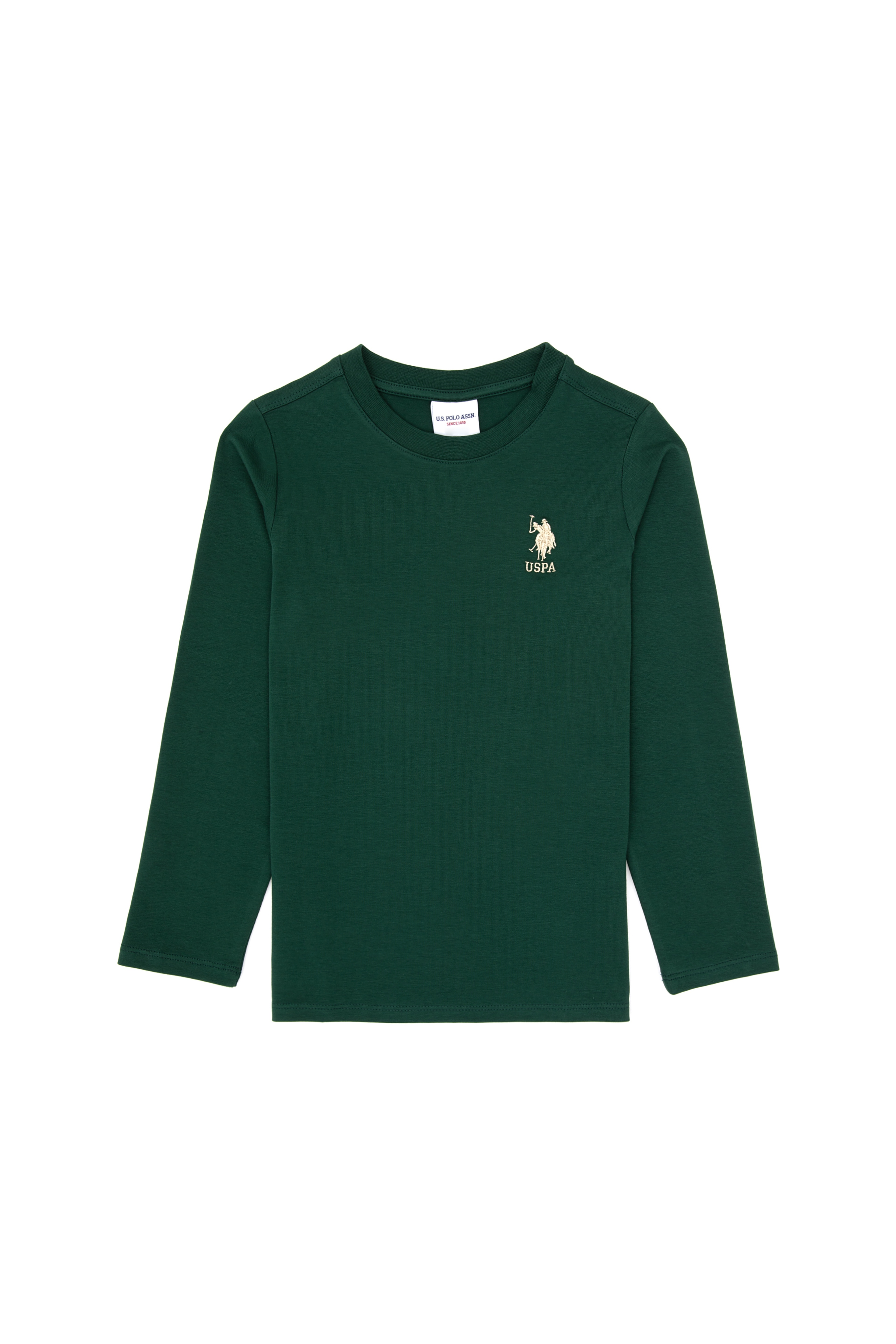 Erkek Çocuk Koyu Yeşil Basic Bisiklet Yaka Sweatshirt - Image 1