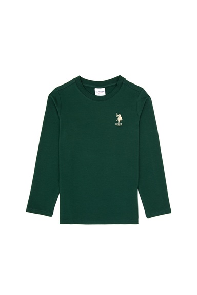 Erkek Çocuk Koyu Yeşil Basic Bisiklet Yaka Sweatshirt