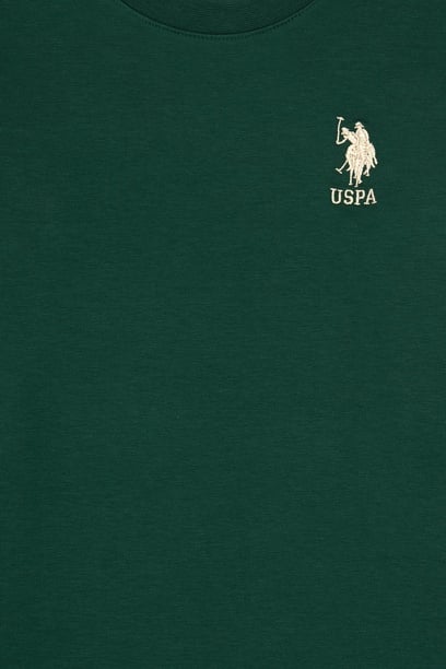 Erkek Çocuk Koyu Yeşil Basic Bisiklet Yaka Sweatshirt