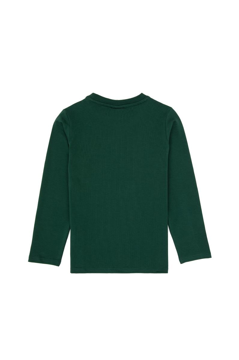 Erkek Çocuk Koyu Yeşil Basic Bisiklet Yaka Sweatshirt