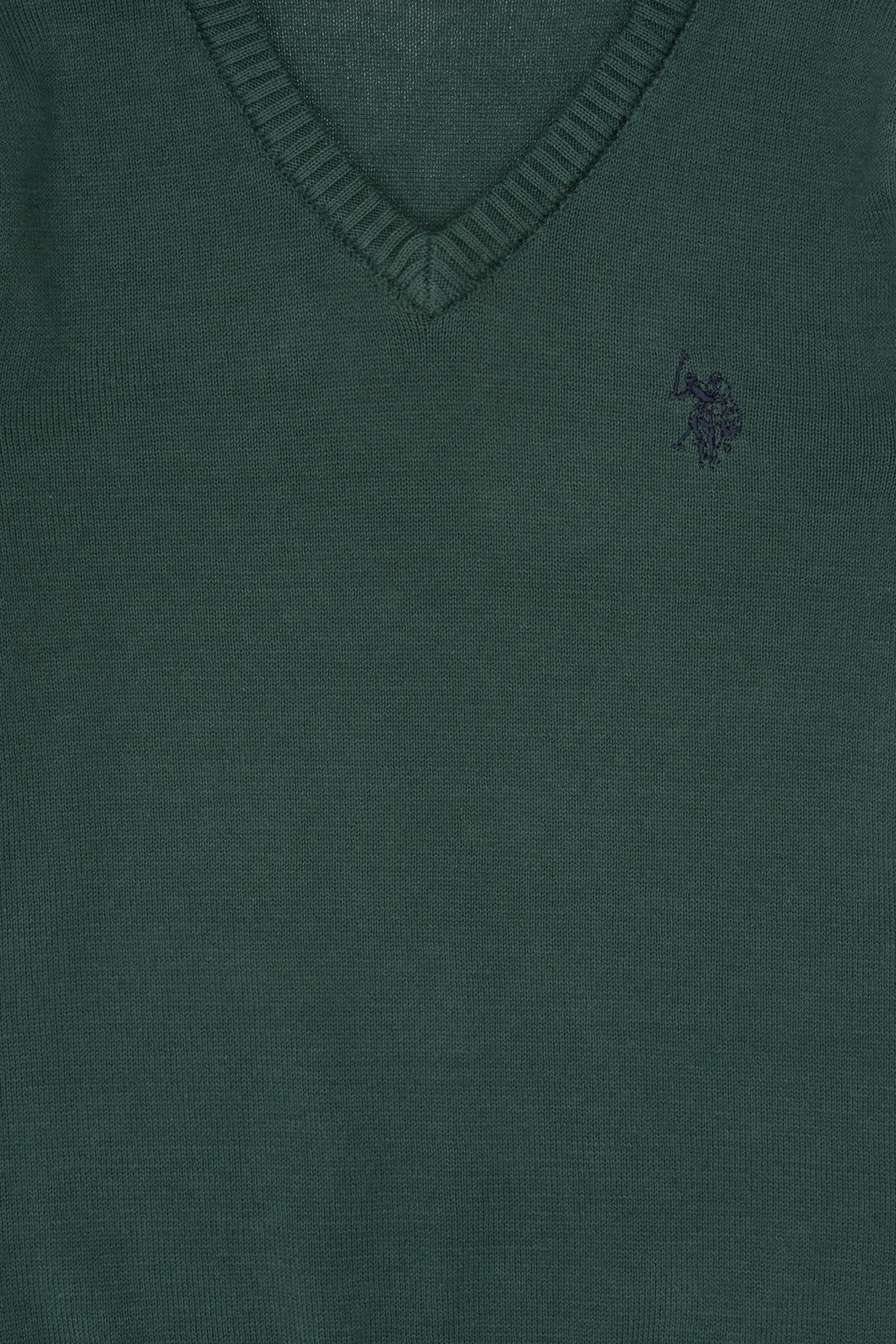 Erkek Çocuk Yeşil V Yaka Basic Kazak - Image 5