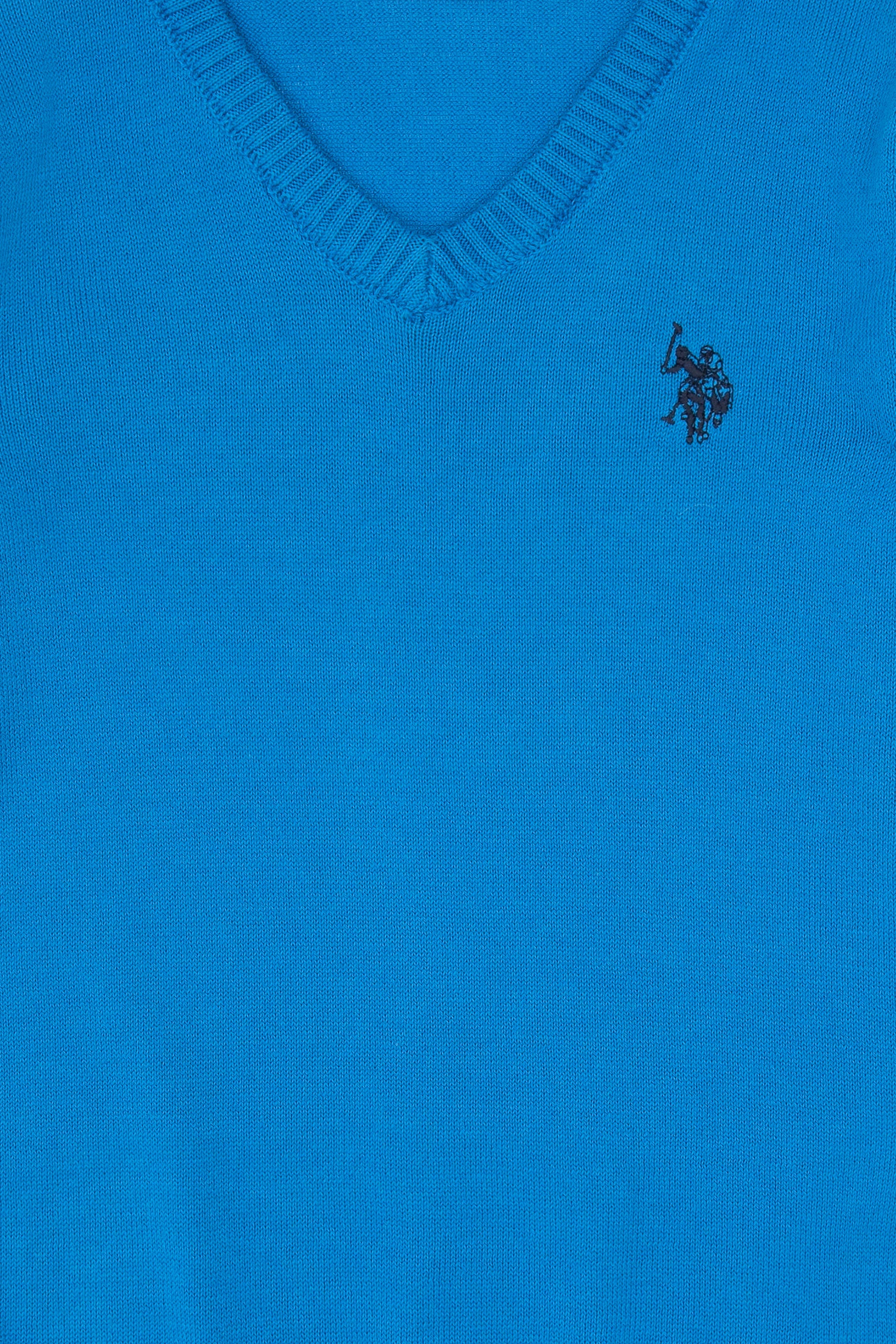 Erkek Çocuk Kobalt Mavi V Yaka Basic Kazak - Image 5