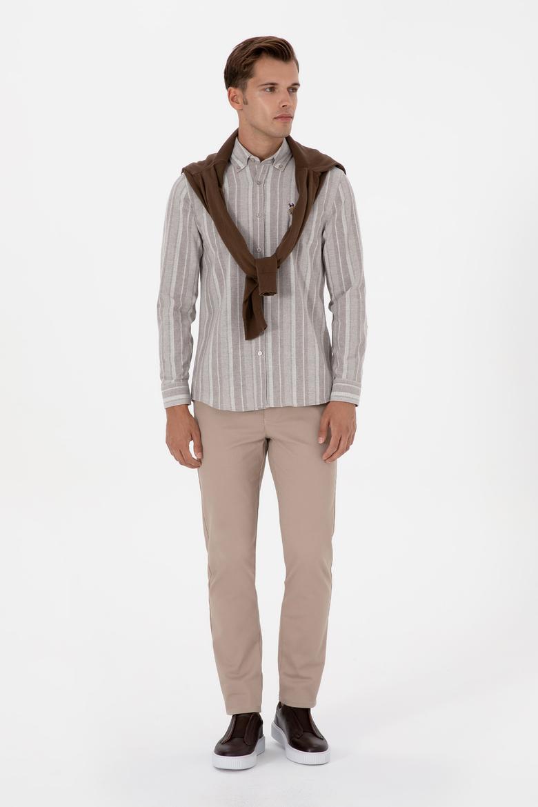 Erkek Açık Kahverengi Uzun Kollu Gömlek - 50316565043